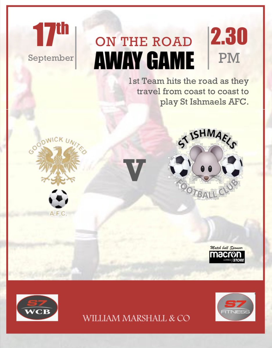 GoodwickUtd's tweet photo. 𝙏𝙊𝙈𝙊𝙍𝙍𝙊𝙒 the 1sts take on @Tishmice ⚽️

📆 - Sat, 17/9
⏰ - 2:30pm kick off 
📍 - @Tishmice 

#RAGURA 🔴⚫️ https://t.co/lk54NofRyw