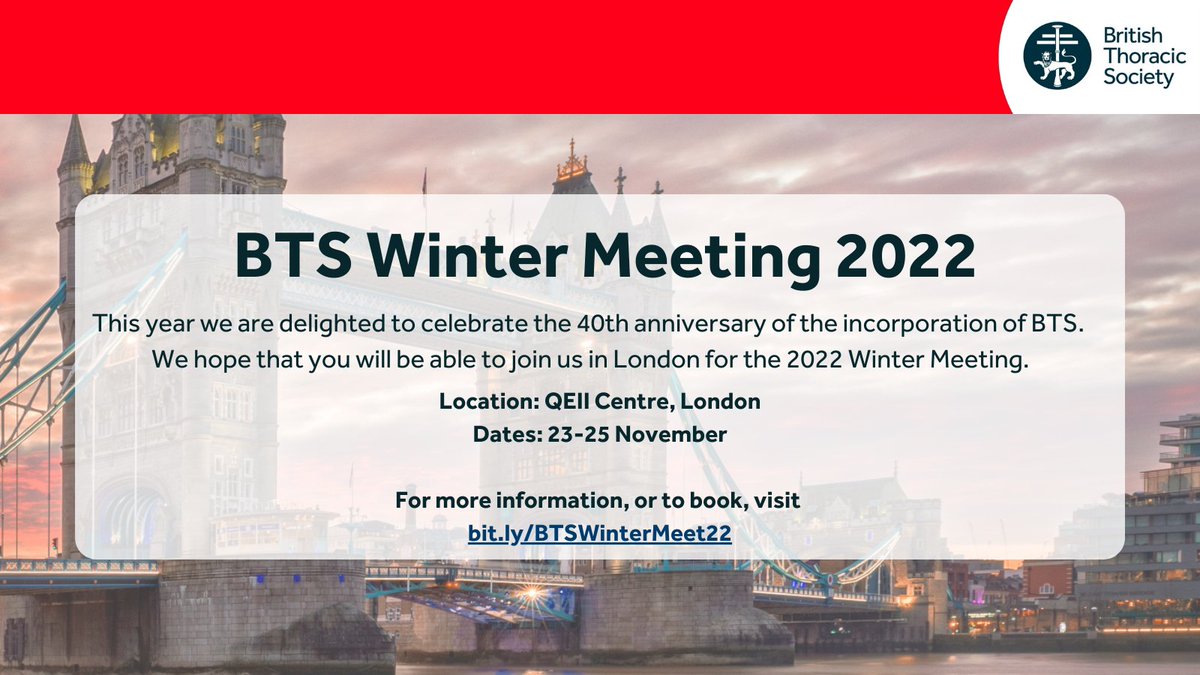 Only 1 month left until our 2022 Winter Meeting. View the programme and book your place here: bit.ly/BTSWinterMeet22