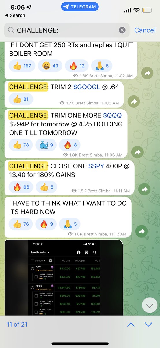 BrettSimba's tweet image. I call every play live in Boiler Room.

I give the exact signal for entry/exits and number of contracts to buy so you aren’t stuck wondering how many to trim.

Link in bio to join!