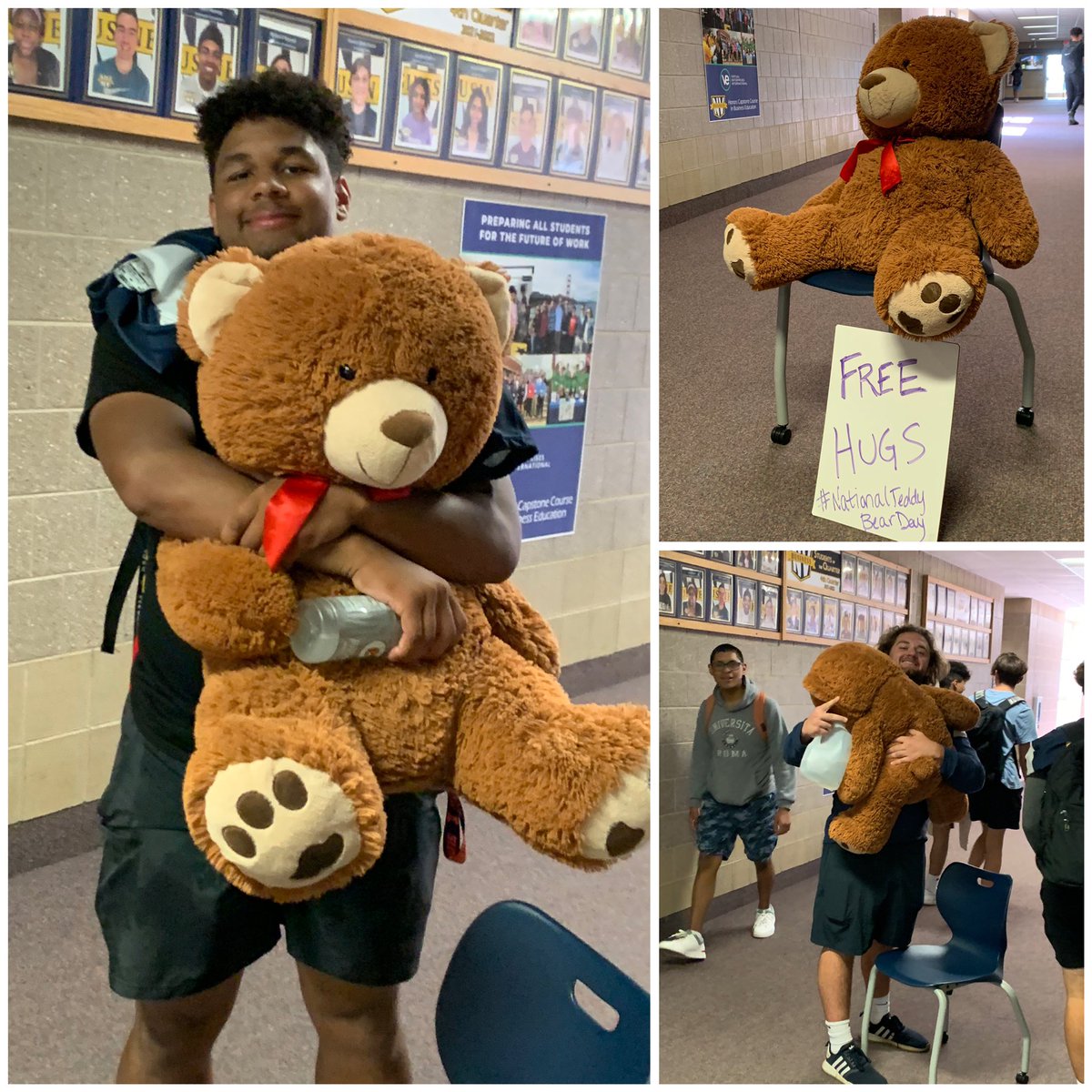 We recently celebrated National Teddy Bear Day. Students couldn’t stop grinning! They are definitely NOT too old or too cool for smiles &amp; teddy bear hugs! <a href="/NeuquaValley/">Neuqua Valley High School</a> <a href="/NationalDayCal/">NationalDayCalendar</a>