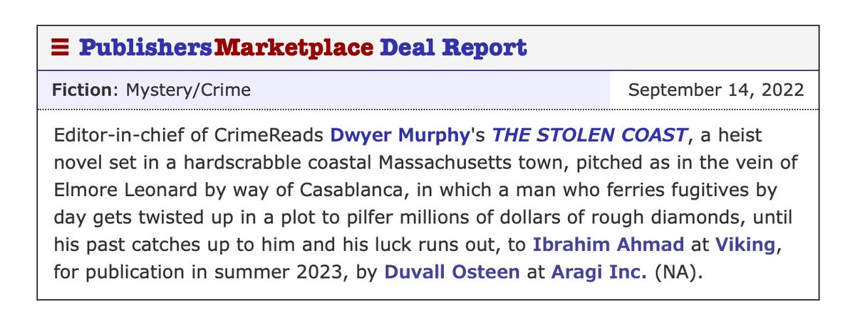 Dwyer Murphy (@dwyermurphy) on Twitter photo I've spent my whole life dreaming about one good heist. Ideally in a coastal New England town. Preferably in summer. At night, with a melancholy clambake afterwards. It's a very specific dream. Thanks to Ibrahim Ahmad <a href="/VikingBooks/">Viking Books</a> and Duvall Osteen. Summer 2023. I've spent my whole life dreaming about one good heist. Ideally in a coastal New England town. Preferably in summer. At night, with a melancholy clambake afterwards. It's a very specific dream. Thanks to Ibrahim Ahmad <a href="/VikingBooks/">Viking Books</a> and Duvall Osteen. Summer 2023.
