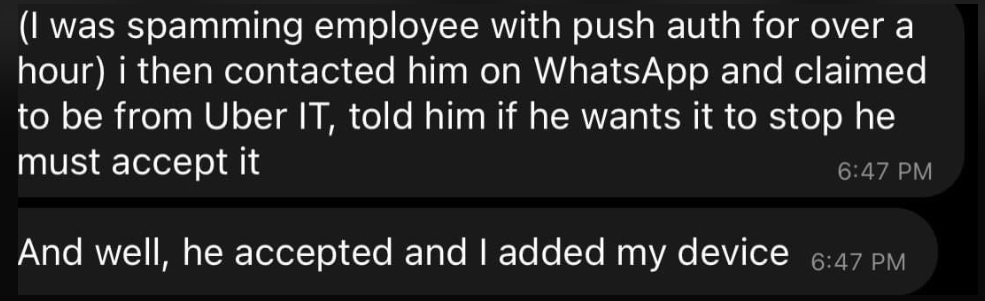 rogeragrimes's tweet photo. Big Uber breach done by social engineering and bypassing Push-Based MFA
#knowbe4 #webinar #computersecurity #internetsecurity #cybersecuritytips #cybersecurity #infosec #cybersecuritynews #hacking #ciso #datadrivendefense #ransomware #mfa #multifactorauthentcation #hackingmfa https://t.co/xXhgKH3eYv