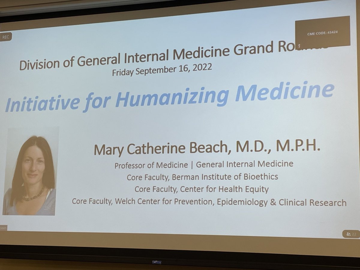 Excited to hear from ⁦@mcbeachmd⁩ about this new initiative. #ProudtobeGIM ⁦@JohnsHopkinsDOM⁩