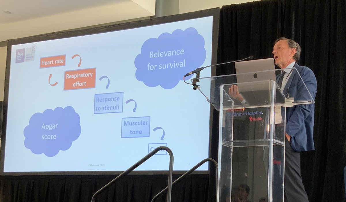 NeoResus's tweet photo. Dr. Max Vento starts off #NeoResus2022 on the most critical 5 minutes in life of preterm infants, reviewing the basics
“The most important is HEART RATE… the least important is COLOR.”
#ApgarScore https://t.co/gYyJQhtK4n