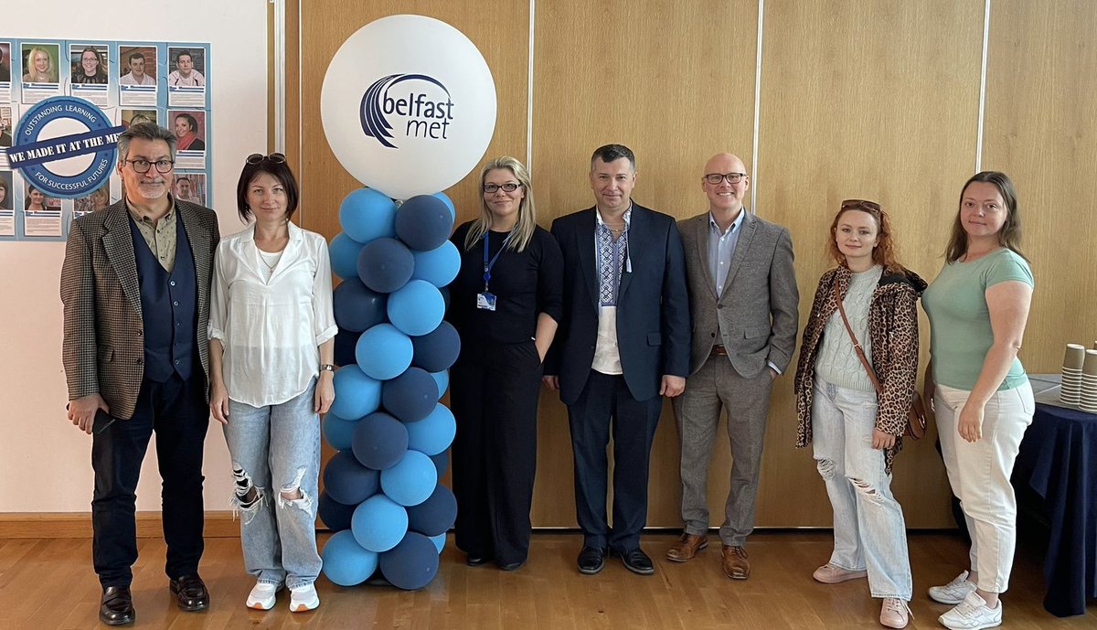 esol_ni's tweet photo. Open morning and information session for Ukrainian students at the Belfast Met today. Brilliant turnout and support from staff. 
Thanks to the Ukrainians in Northern Ireland chairman, Oleg, and also to Khaled for coming along and helping our staff and students. 
#MakeItAtTheMet https://t.co/O5aYVlOwgi