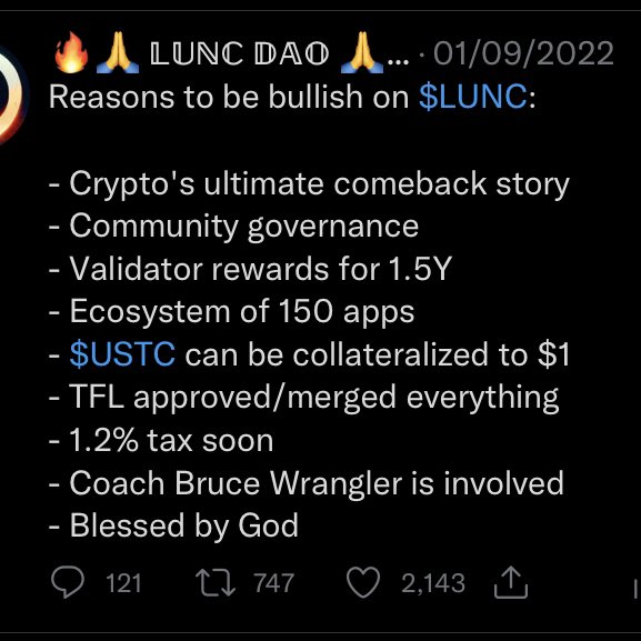 ElMasterdeLaRed on Twitter "RT LUNCDAO We created LUNC DAO 4 months