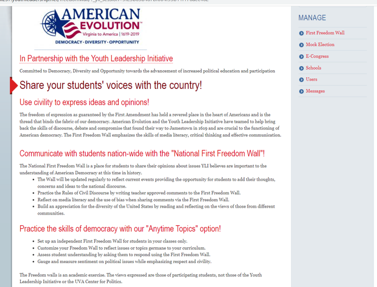YLIYouthLeaders's tweet photo. How important is the #1stAmendment? Answer on our #FirstFreedomWall and be a part of @YLIYouthLeaders #TeachIn!!! @Center4Politics @VA_Partners4Edu @vacivics @CivicsRenewal @CivXNow @BrdgAllianceUS https://t.co/qzwKvfTx9I
