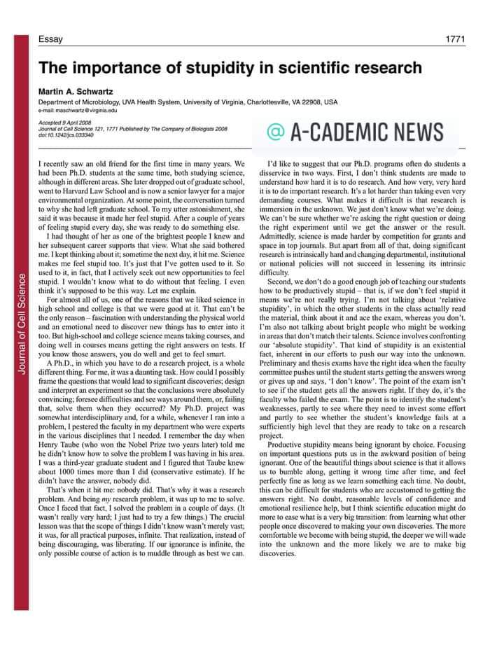 nori2009int's tweet photo. The importance of stupidity in #scientific #research 
Inspirational and #motivational #essay. Worth a read!

#AcademicChatter #phdlife @PhDfriendSana https://t.co/9GW13yJd1R