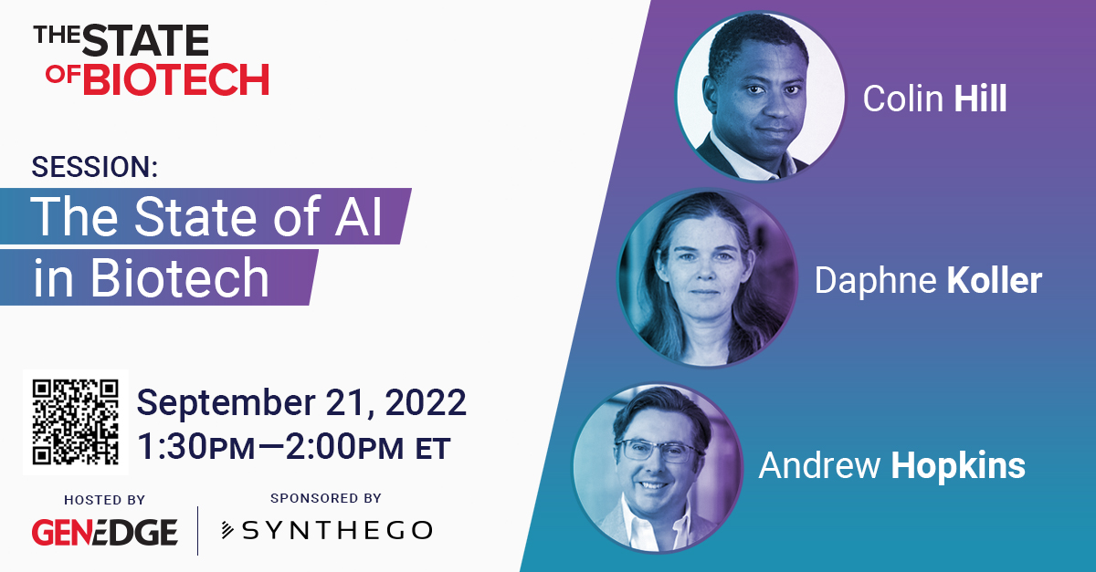 Exscientia (@exscientiaai) on Twitter photo Are you listening to next weekās summit, The State of Biotech, hosted by <a href="/GENBio/">Genetic Engineering & Biotechnology News</a>? Our CEO Andrew Hopkins, will join industry leaders to discuss the latest breakthroughs, trends and challenges in AI. Learn more: bit.ly/3Lm1tNf
#StateofBiotech22 Are you listening to next weekās summit, The State of Biotech, hosted by <a href="/GENBio/">Genetic Engineering & Biotechnology News</a>? Our CEO Andrew Hopkins, will join industry leaders to discuss the latest breakthroughs, trends and challenges in AI. Learn more: bit.ly/3Lm1tNf
#StateofBiotech22