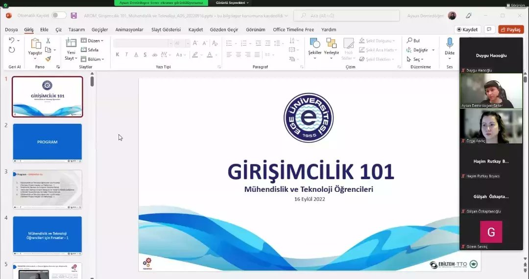 ege_arom's tweet photo. EÜ EBİLTEM-TTO ve EÜ AROM işbirliğiyle ücretsiz ve online "Mühendislik ve Teknoloji Öğrencileri için Girişimcilik 101 Eğitimi" gerçekleştirdik. Rektörümüz Sayın @ProfNecdetBudak hocamıza teşekkürlerimizi sunarız. #Egeüniversitesi @UniversiteEge @ebiltemtto https://t.co/CmrABIfWzr