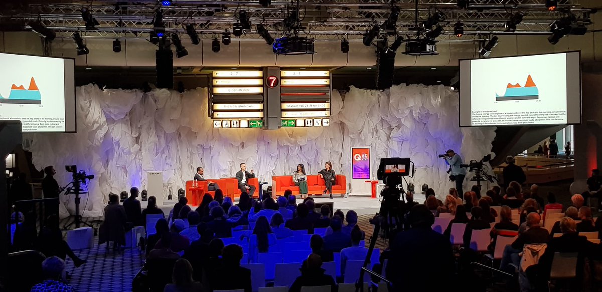 QBerlinQsts's tweet photo. „We have to think about different possibilities of usage - the perfect idea was "‘The sun machine is coming down’ because it showed how this could work. We have to rethink how we use the #ICCBerlin, says #ICCC initiative about their plans for the building. 
#qBerlin #qBerlin22 https://t.co/vTg5FTGOfk