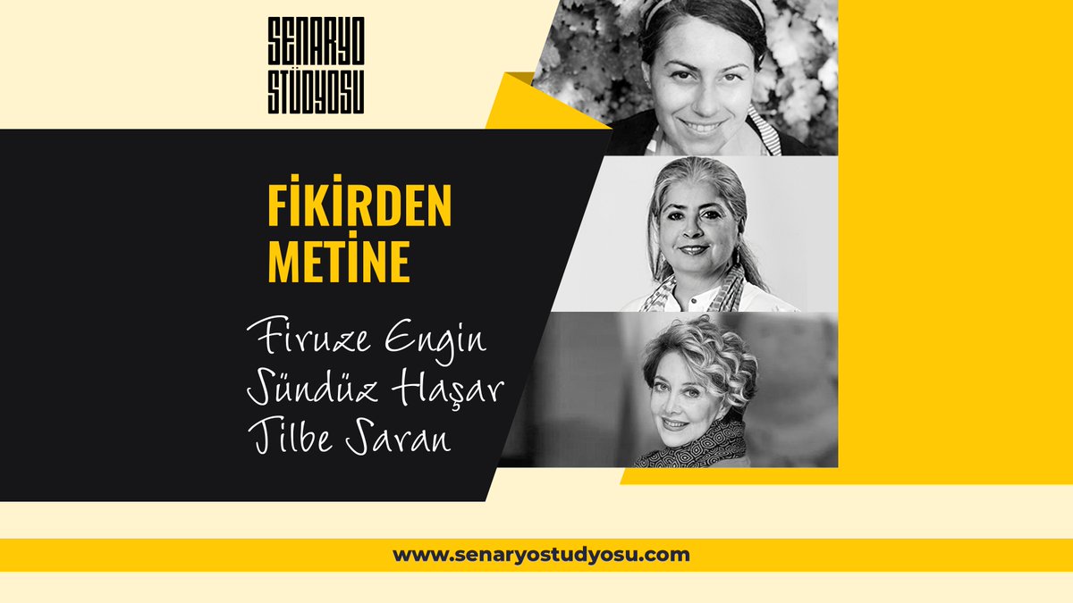 5 Ekim'de başlayacak "Fikirden Metine" buluşmalarında katılımcılar oyun yazarı Firuze Engin, dramaturg Sündüz Haşar ve oyuncu Tilbe Saran ile kendi oyun metinlerinin fikirlerini oluşturacaklar.

senaryostudyosu.com/atolye/fikirde…

<a href="/firuzengin/">firuze engin</a> @sunduzhasar @tilbetilbesaran