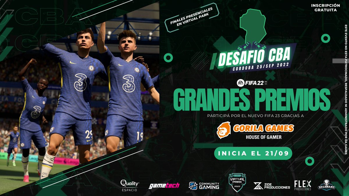 ZideLatam's tweet photo. #DesafioCBA
Se acerca el día para reencontrarnos en @qualityespacio y queremos que seas parte 🏅
Anotate en esta competencia 1vs1 de #FIFA22 y participa por el nuevo FIFA 23 gracias a #GorilaGames
Los mejores 16 compiten presencial👀
📝Inscribite acá https://t.co/fsp4fb8kFH https://t.co/g1QtHkyG4B