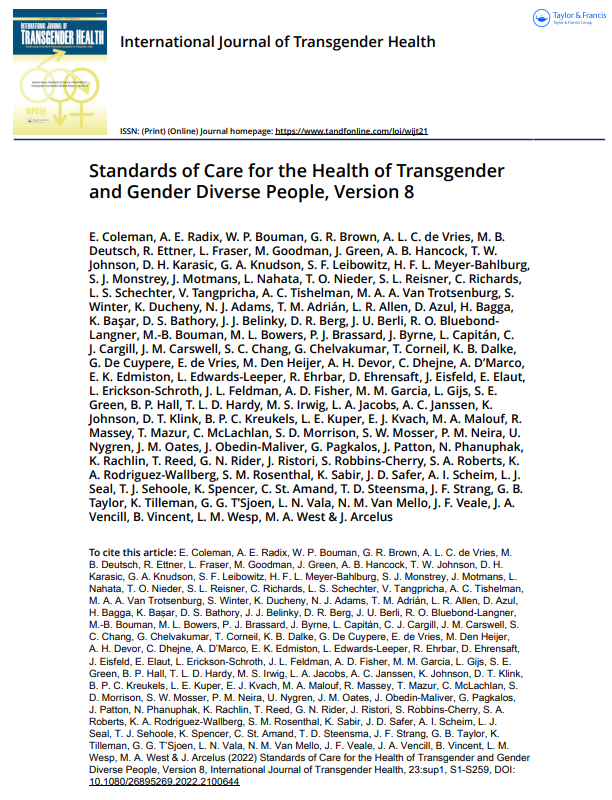 ErinInTheMorn's tweet photo. WPATH Standards of Care 8 are out. These will be used not just by doctors but by lawyers in courts. TERFs tried to infiltrate, but failed. Notes:

- 1 letter required (down from 2) for surgeries
- Explicit allowance of informed consent
- No "watchful waiting" (conversion) therapy https://t.co/tTC1RHY3ae