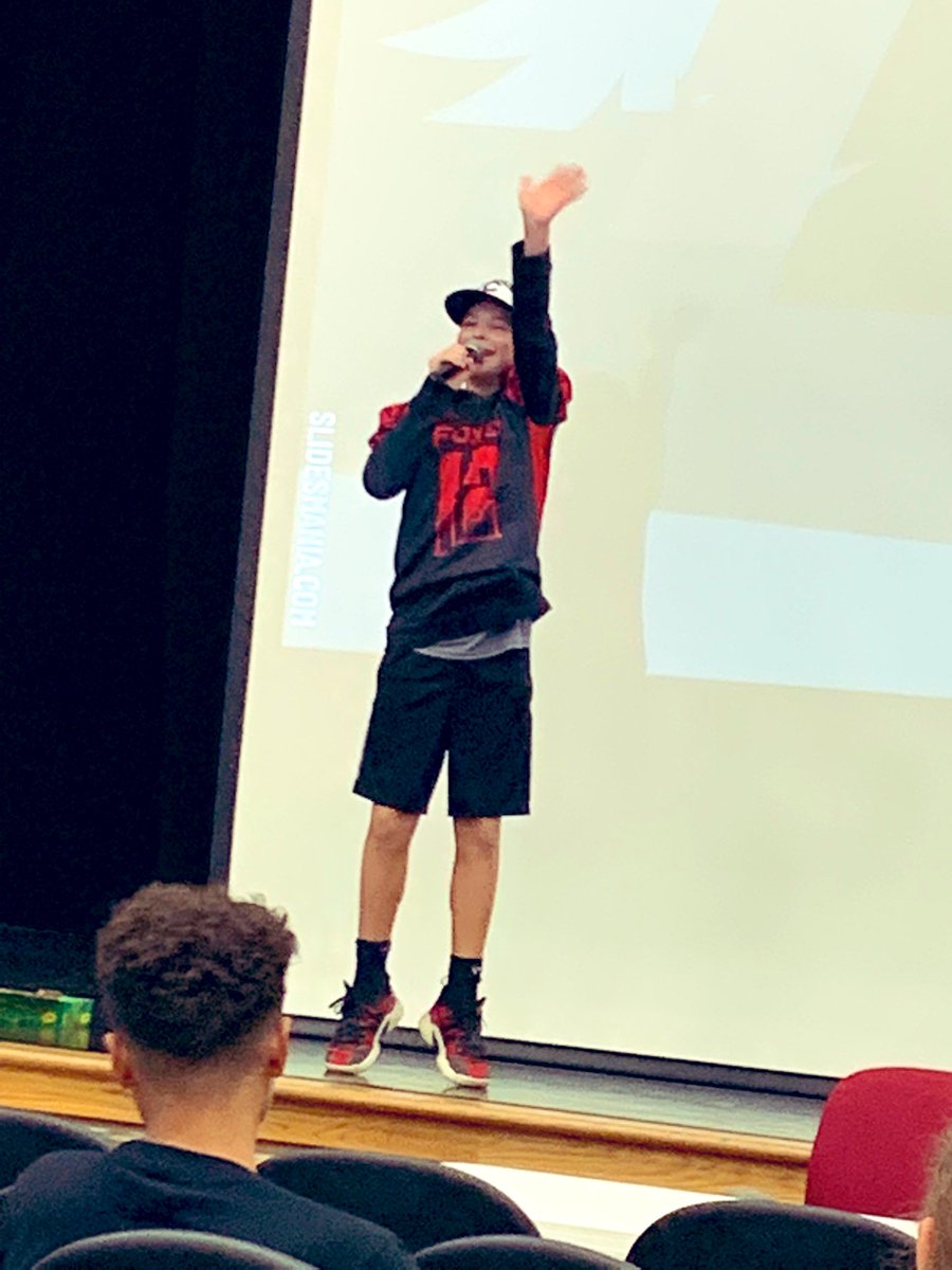 AlisonStrandell's tweet photo. It is safe to say that Cabin #Triumph is NOT shy! #Team73 #CampfireTalks #Beatbox #OneYMS #CampYMS #MoveAsOneD115 🦊🐾👏🔥🏕🌲 (It was very productive to have our first team meeting this am in the auditorium.) Happy #Friday! https://t.co/10Xxt6F8mW