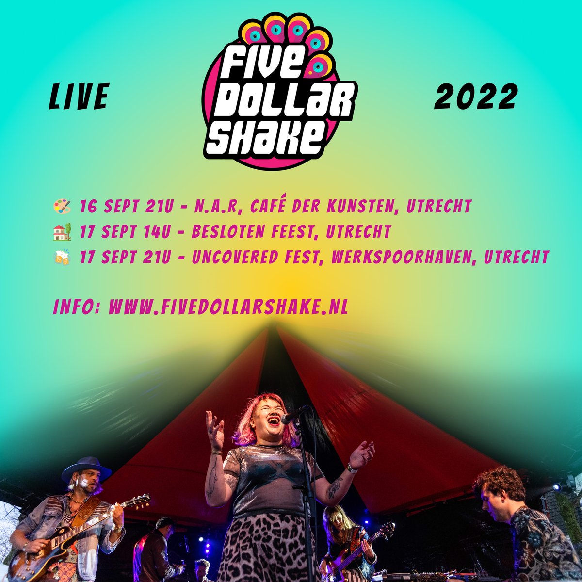 jelmerdehaas's tweet photo. Lekker bezig vraag je? Nou, 3 shows binnen 24 uur lekker bezig… Het weekend van Five Dollar Shake! 

Vanavond trappen we af in NAR Café der Kunsten. Samen met de vuige bluesrockers van Le Garage.

#FiveDollarShake #Utrecht  @FiveDollarShak3 @AnneKruiter @lucylegaspi https://t.co/FOJ4iY4nxc