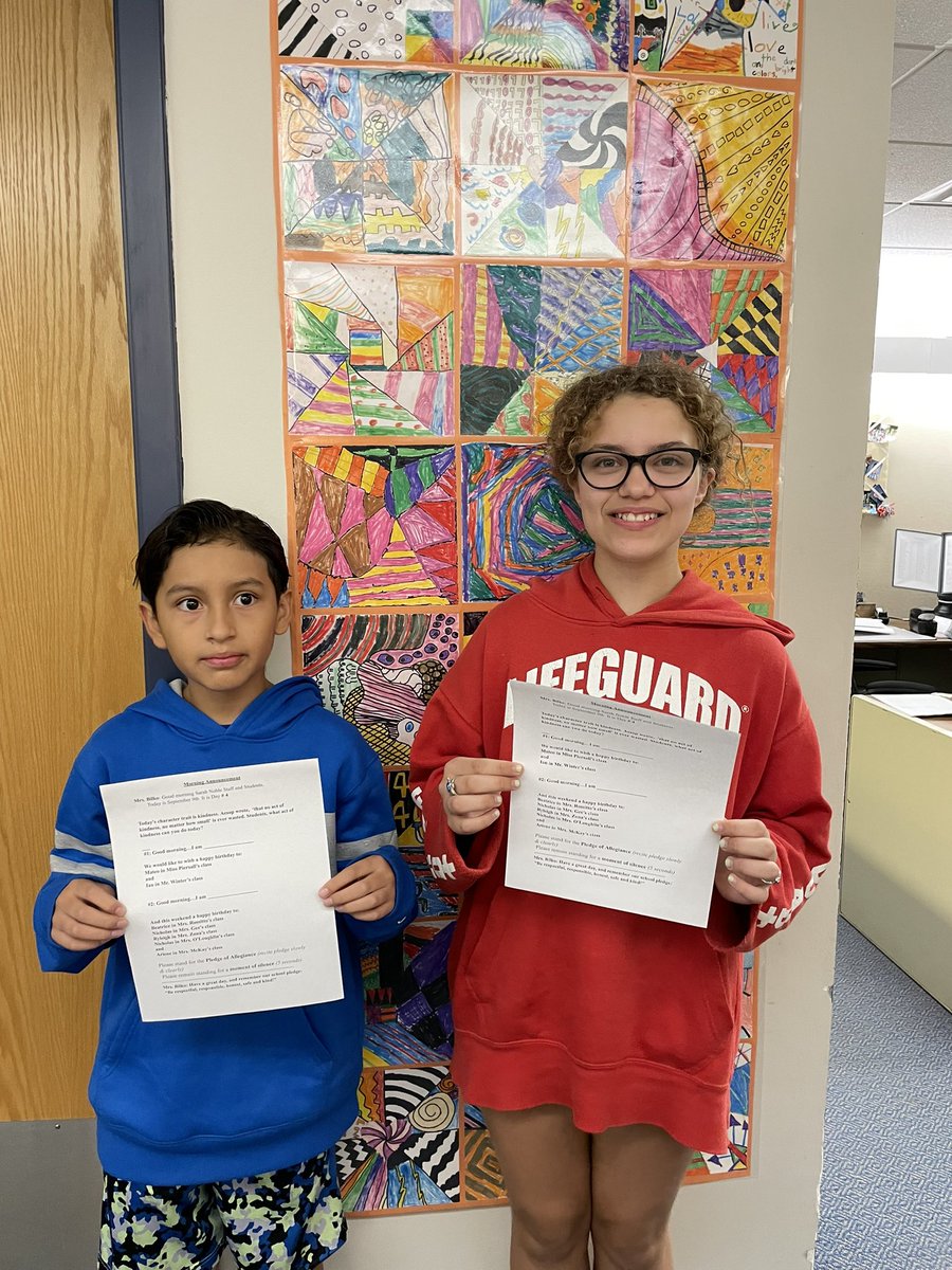 Fantastic job with our student led announcements this week! Well done fifth graders!