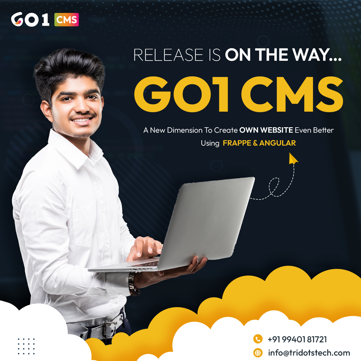 GO1 CMS is coming soon... We're getting a fresh look to bring the ultimate website designer mode platform for your new business. 

Wait few more days for the big news about our launch and product.

<a href="/ERPNext/">ERPNext</a> #erpnextconference2022 #erpnext #frappe   #erpnextindia  #websitebuilder