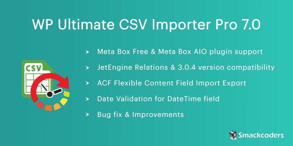smackcoders_wp's tweet image. No news, for a long time.😊But today we have exciting news for you.🥳WP Ultimate #CSVImporter is now upgraded to support Meta Box AIO, #JetEngine 3.0.4, ACF Flexible Content, and a lot more. Visit the release blog to find more👉 smackcoders.com/blog/csv-impor…
#wordpress #acf #metabox