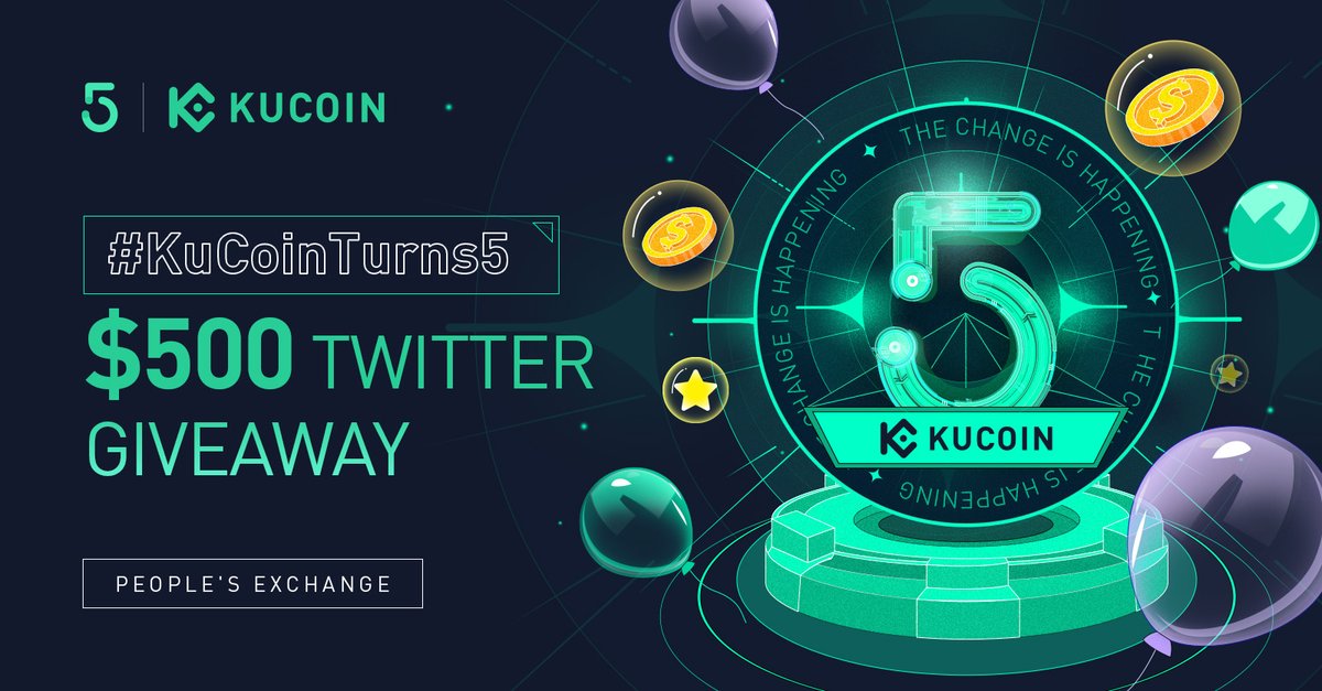 kucoincom's tweet image. 💰 $500 GIVEAWAY💰 
 
🎂 Set the #KuCoinTurns5 logo as your Twitter #ProfilePic
🎂 Follow @kucoincom
🎂 Quote using #KuCoinTurns5 &amp;amp; tag 3 friends to join
🎂 Fill out: forms.gle/BwwhfLgv1wh4Fo…
 
🎁 10 lucky winners will receive 50 $USDT each!