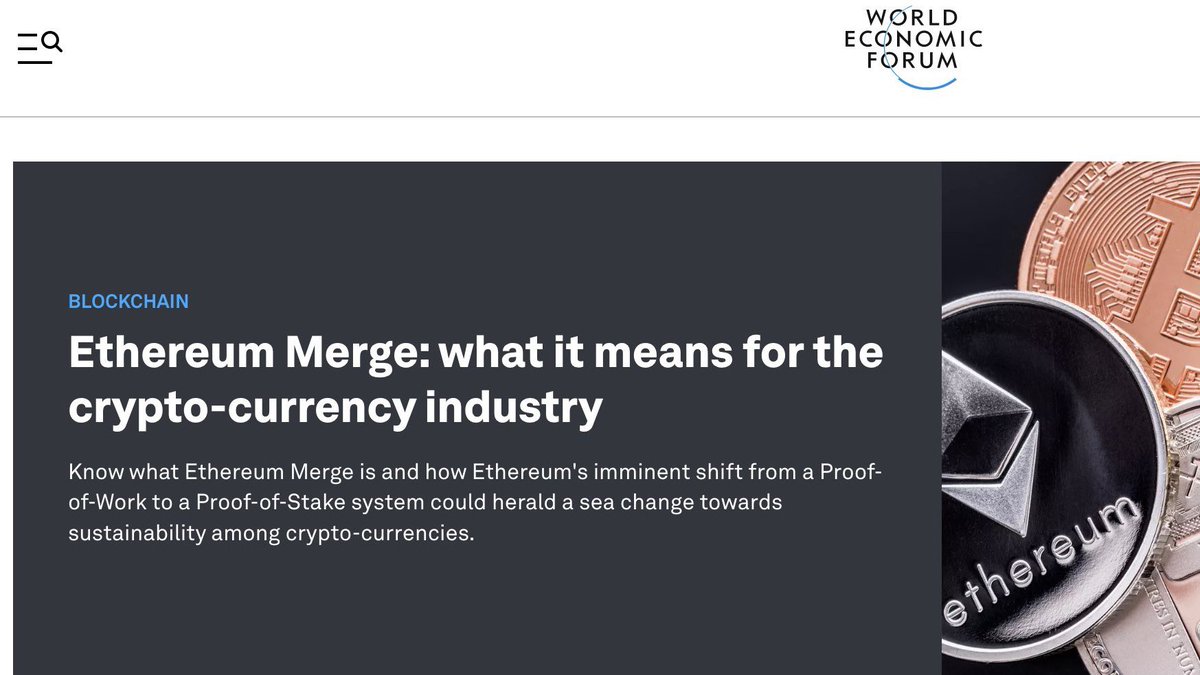 DrProfitCrypto's tweet photo. The war on decentralization has started. ETH has sold its soul.

- The ETH foundation head is a WEF member. 

- The merge is at the front page of WEF website 

- WEF works with their official partner Bloomberg to Non stop FUD #Bitcoin in Ethereums favor.

https://t.co/ijKRcJuYoA https://t.co/SGe1teG0WS