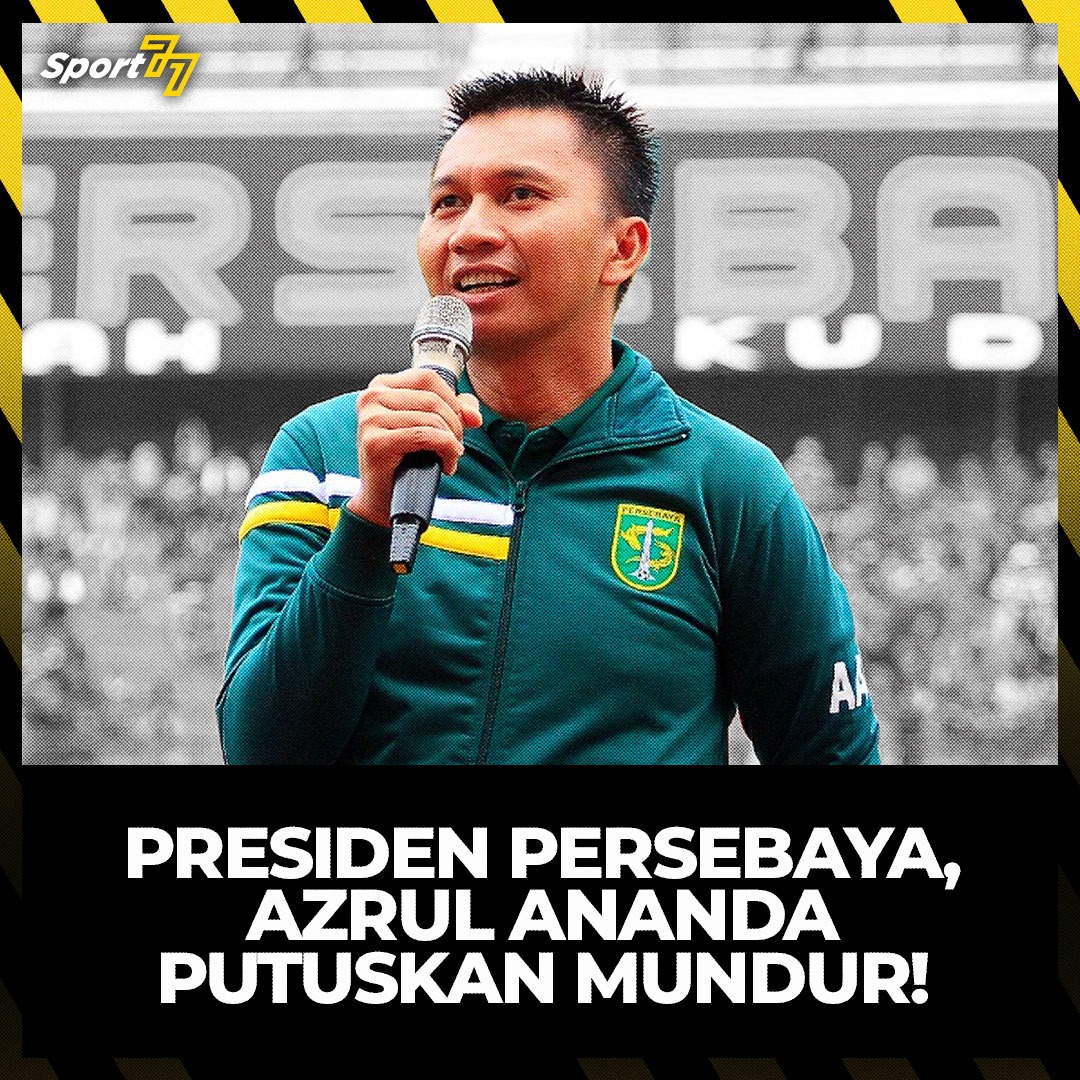 Sport77Official's tweet photo. BREAKING: 

Azrul Ananda memutuskan untuk mundur sebagai Presiden Persebaya Surabaya setelah banyaknya protes dari Bonek terkait buruknya kinerja manajemen. Terlepas dari keputusannya, ia berjanji untuk tetap bertanggung jawab atas Persebaya hingga akhir musim.
 
Langkah tepat? https://t.co/cO7z2wRZvp