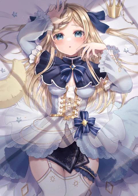 Vtuber穂星スピナ様のご依頼でイラストを描かせていただきました。月夜の光に照らされて……。 