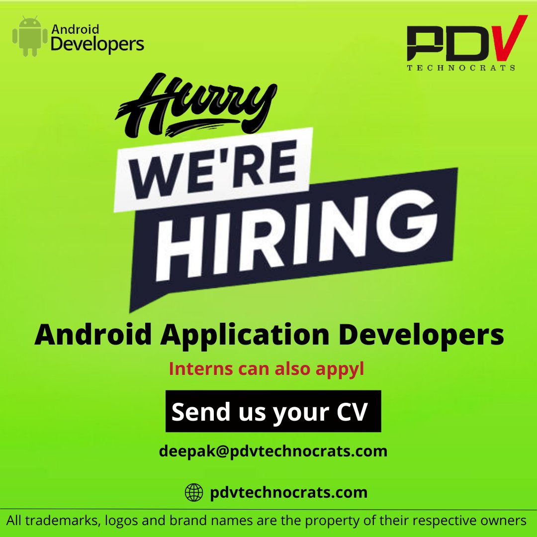 We are hiring for Android application developer at our Kothrud, Pune office for Junior and Senior positions.

Send profiles to us at :
deepak@pdvtechnocrats.com

 #hiring #pune #jobs #jobsearch #recruitment #job #nowhiring #recruiting #career #employment #careers #hiringnow #work