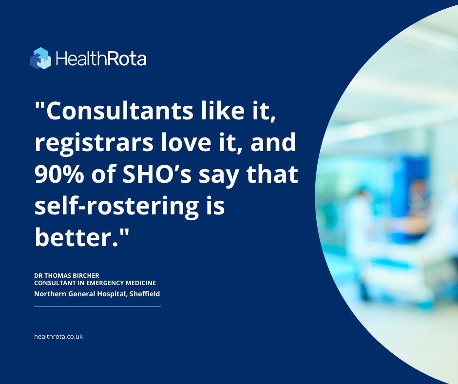 healthrota's tweet photo. Find out why “Consultants like it, registrars love it, and 90% of #SHOs say that self-rostering is better” @SheffieldHosp: https://t.co/4q9qhOAxeH 

#changinglives #HealthRota #workforcemanagement #sheffieldhospitals #northerngeneral #emergencydepartment #selfrostering https://t.co/5d4Rc6xxul