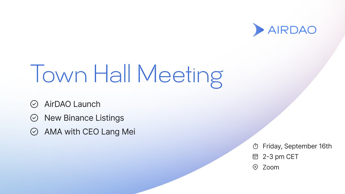 It has been an action-packed week 🫡
> Launched AirDAO
> Listed on Binance Futures
> Listed on Binance Convert
> Listed on Binance Margin Trading

Join CEO <a href="/langmei_eth/">langmei.eth</a> for an AMA, today 2PM CET

us02web.zoom.us/j/84453942732