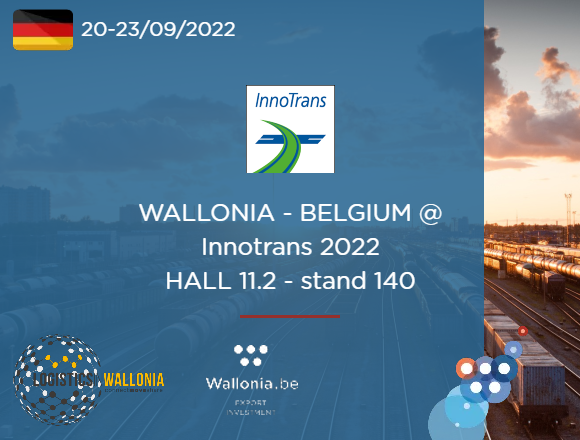 PhilippotMarie's tweet photo. From September 20 to 23, @AWEX_Belgium, Logistics in Wallonia and Walloon companies will be present at #InnoTrans2022, meeting point of the global rail industry!
Come see us Hall11.2 - stand140!
#railindustry #futuremobility #export #wallonia #LogisticsinWall https://t.co/zN9FewrQoC
