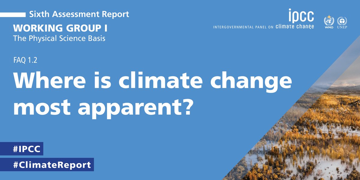 IPCC_CH's tweet image. The signs of #climatechange are unequivocal at the global scale and are increasingly apparent on smaller spatial scales.

Where is climate change most apparent?

Read more: ➡️ bit.ly/WGIFAQ