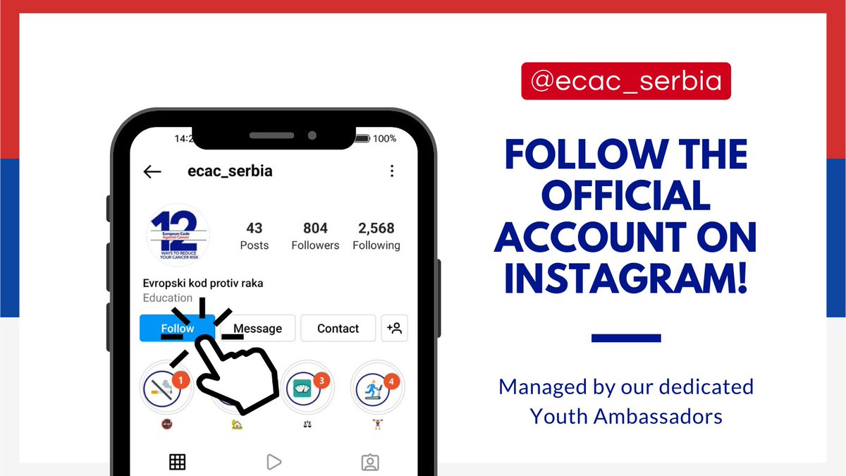 ✨It's #FollowFriday!✨
 
🔁Follow the official 🇷🇸 IG #cancercode accounts managed by our dedicated #YouthAmbassadors! 
 
🇷🇸 instagram.com/ecac_serbia/