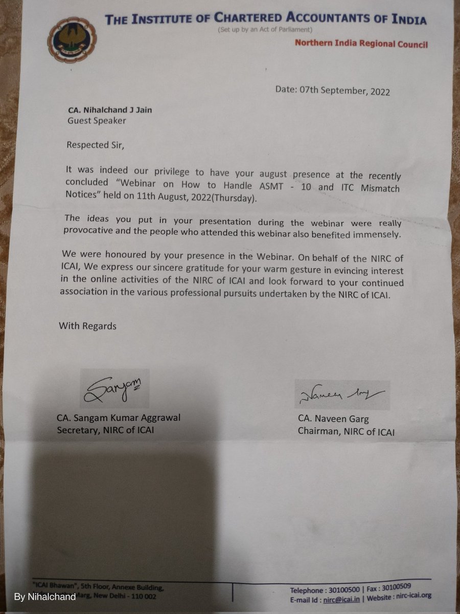 Thank you so much NIRC of the ICAI <a href="/theicai/">Institute of Chartered Accountants of India - ICAI</a> for the wonderful momento. It was a wonderful experience interacting with all the members.

<a href="/SangamAggarwal/">CA. Sangam Aggarwal, Secretary NIRC of ICAI (22-23</a> <a href="/NaveenGargDMRN/">Naveen Garg</a>