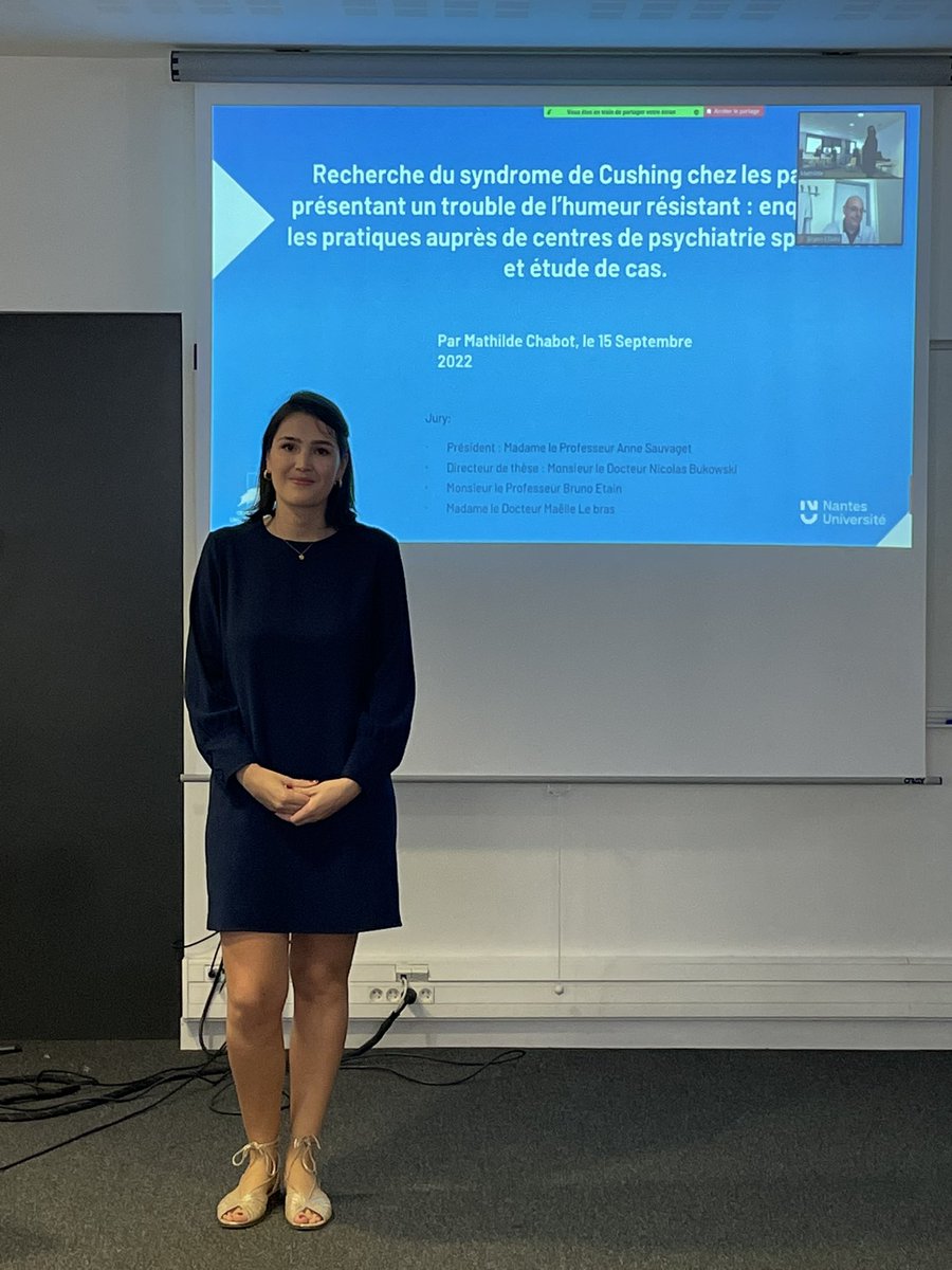 La saison des #thèse de #médecine #psychiatrie excellent travail du Dr Mathilde Chabot @NantesUniv @CHUnantes @malleLeBras1 @BrunoEtain pensez au syndrome de Cushing comme cause de #dépression #résistante. La cortisolurie des 24h est le meilleur examen pour le dépister.