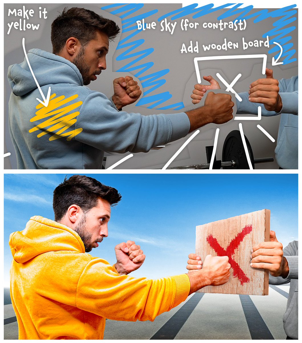 ike_design's tweet image. Mastering the Impossible ONE-INCH PUNCH 👊

Before ➡️ After + Process | Thumbnail design for @MikeshakeYT&apos;s latest video