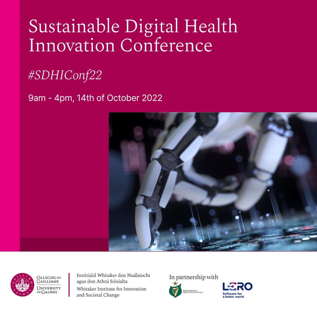 There’s just under a month to go until the Sustainable Digital Health Innovation Conference, with a fantastic lineup of speakers with expertise in digital transformation, technology, innovation and sustainability REGISTER NOW: clr.ie/132587 #SDHIConf22 @ProfJaneWalsh