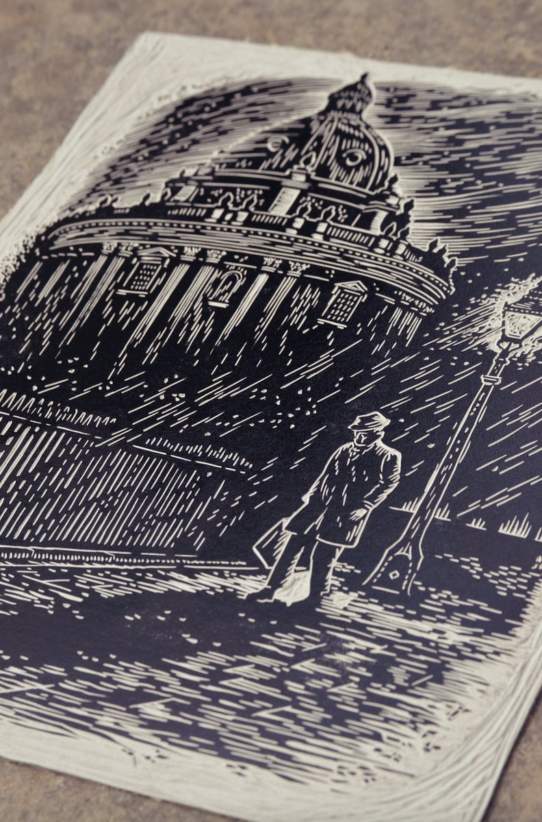 Beautiful linocuts by <a href="/_TomDuxbury/">Tom Duxbury</a>, illustrator of #TheCollectors, <a href="/PhilipPullman/">Philip Pullman</a>'s latest short story set in the world of #HisDarkMaterials, which came out earlier this week 😍🎨