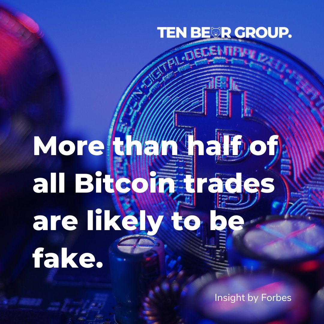 TenBearGroup's tweet photo. 1/3 According to @Forbes, 51% of reported #bitcoin trading volume is likely to be fake or non-economic. #washtrading refers to the sale and immediate repurchase of a #digitalasset by the same individual or organisation to influence price or activity. https://t.co/jTZW7oXT9u