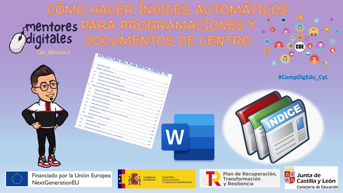 Ahora se realizan y revisan documentos de centros, así como las programaciones didácticas. Un índice automático facilita mucho el trabajo a la hora de encontrar los apartados y ahorra tiempo en la paginación. Te mostramos cómo:
➡️youtu.be/jryBFU0oIR4
#CompDigEdu_CyL <a href="/educacyl/">Educación JCyL</a>