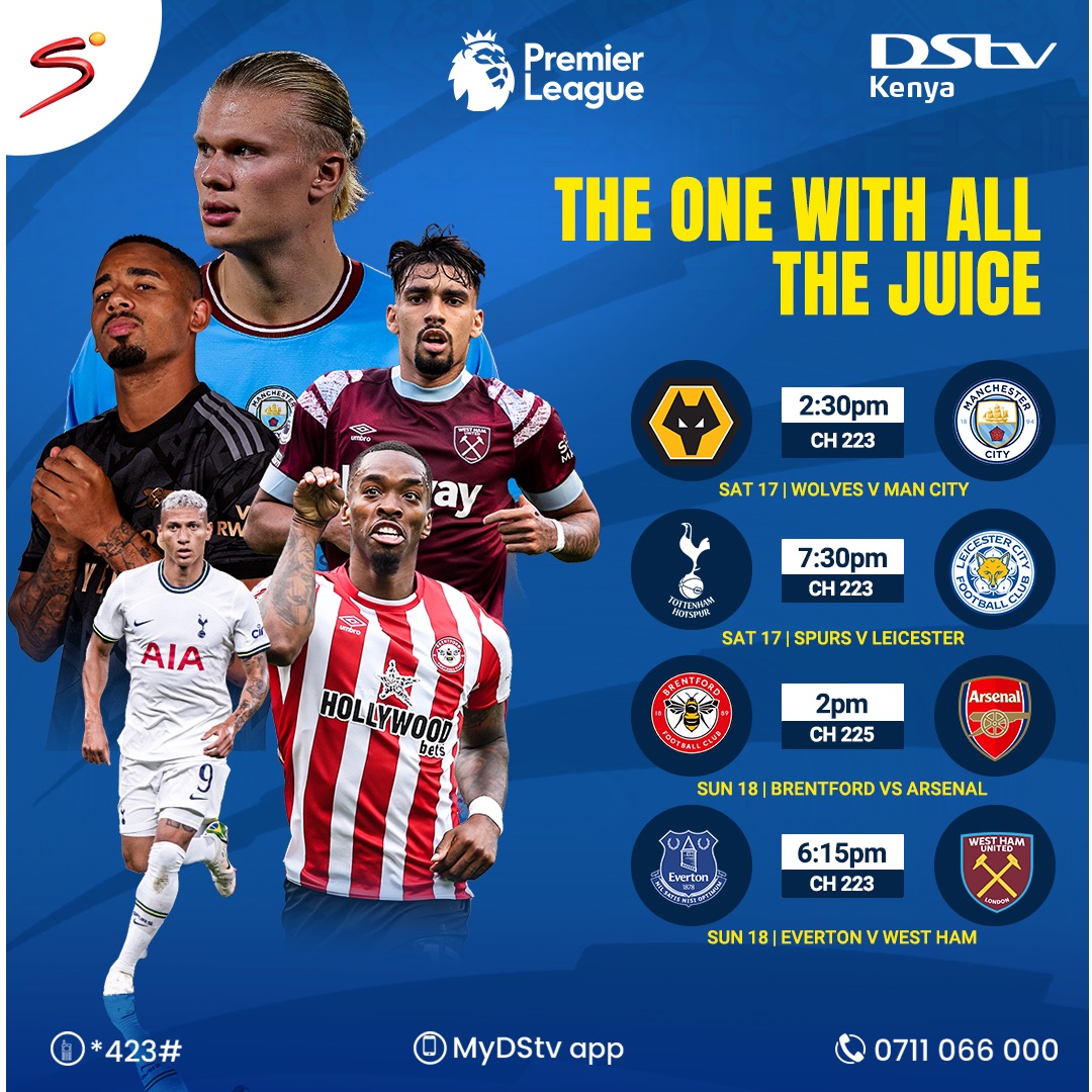 DStv_Kenya's tweet photo. 🍹 Quench your football thirst with these juicy matches... What will you be watching?

#FootballsGreatestSeasonOnDStv #GreatestFootballSeason

Buy DStv, pay your next month's viewing &amp; get an Upgrade ON US for BOTH MONTHS! T&amp;Cs apply https://t.co/NXNZ74FsPy