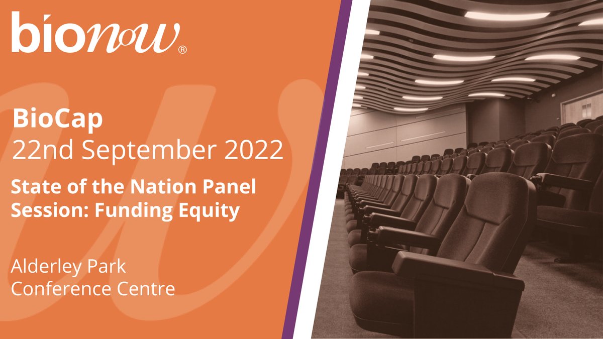 Bionow's tweet image. #BioCap's #StateOfTheNation #panel, chaired by @claire6thompson, tackles #FundingEquity and how #FemaleCEOs should be given fair access to #investment opportunities.

bionow.co.uk/event/Bionow12…

Venue: @AlderleyPark

Sponsors: @SlaterHeelisLaw | @BW_SciTech | @RSMUK | @AppleyardLees