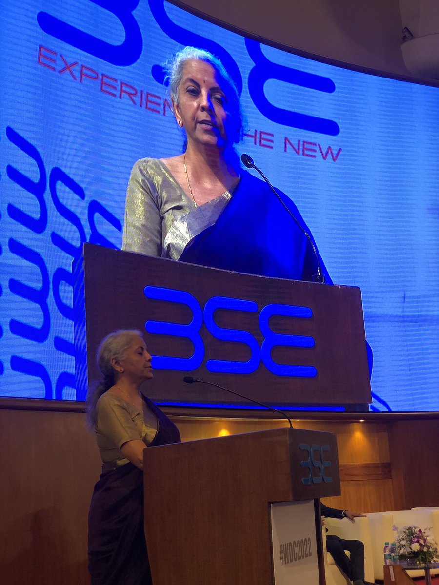 Smt. @nsitharaman, Hon’ble Union Minister of Finance and Corporate Affairs speaking at Mentor My Board Women Director’s Conclave 2022 on 16th Sep, 2022 at @BSEIndia #WDC2022