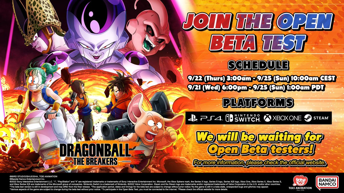 Dragon Ball: The Breakers on X: Prepare yourselves, Survivors, Raiders. The  fight has begun. Session 1 is live now until 6:00 UTC / 8:00 CEST / 11:00pm  PDT! Read the full #DBTB