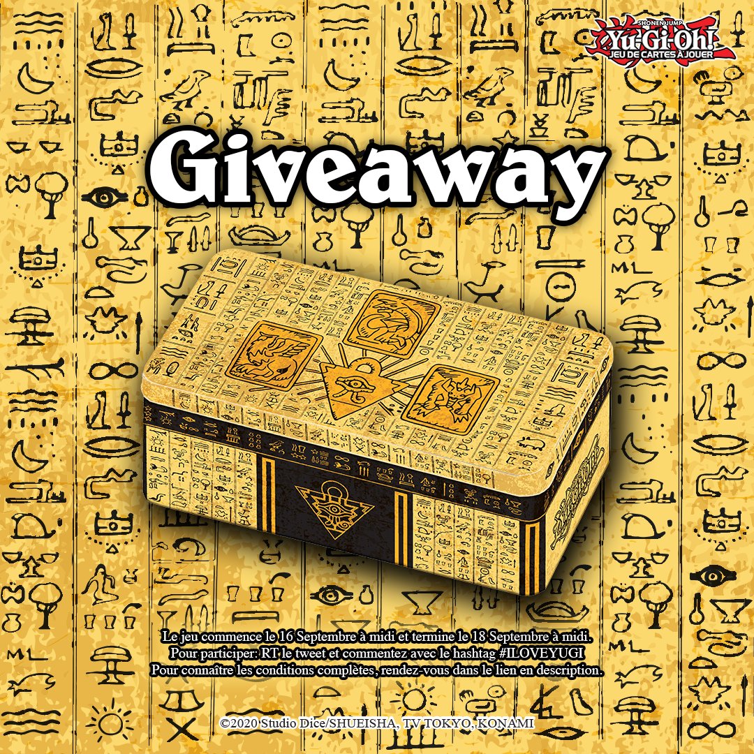 KONAMIFR's tweet photo. CONCOURS ! 🔥
À gagner: 1 Tin Box Yu-Gi-Oh ! Boîte des Dieux Egyptiens 2022 #yugioh
3 gagnants ! 

Fin du concours Dimanche 18 Septembre à midi !

Pour participer:

- RT &amp; Follow @KONAMIFR 
- Mettre #ILOVEYUGI en com

Détails ici : https://t.co/8zR55svMoh

Bonne chance ! https://t.co/2EP9aAEYGS