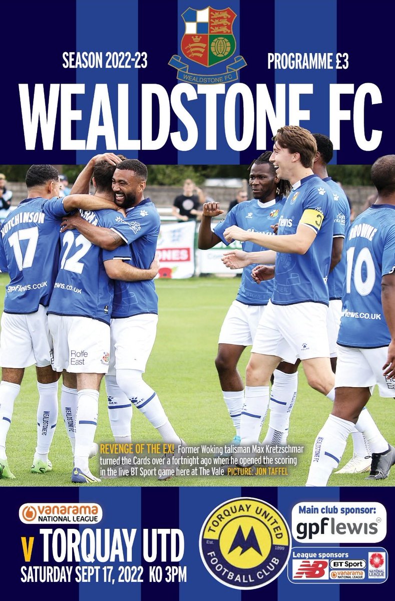 Wealdstone Programme (@wealdstoneprog) on Twitter photo Here is tomorrow's <a href="/WealdstoneFC/">Wealdstone FC</a> v <a href="/TUFC1899/">Torquay United FC</a> programme cover @NonLgeProgs #TomorrowsProgrammeToday Here is tomorrow's <a href="/WealdstoneFC/">Wealdstone FC</a> v <a href="/TUFC1899/">Torquay United FC</a> programme cover @NonLgeProgs #TomorrowsProgrammeToday