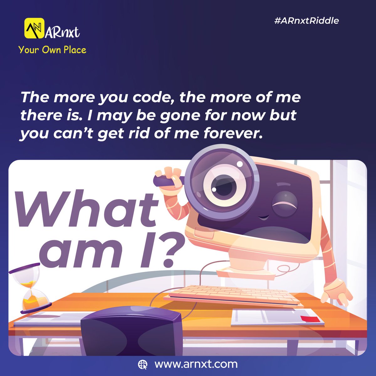 ARNXT1's tweet photo. Refresh your mind for the weekend by answering this riddle about computers &amp; programmers.
Tag your Tech-geek buddies, and have great fun!

Partner with ARnxt. https://t.co/MNgijveJe6

App: https://t.co/v9b9vpUyKF

https://t.co/hy8T1n9G11

https://t.co/bbeTo1DHzR

#ARnxtRiddle https://t.co/10cbnHEhm4