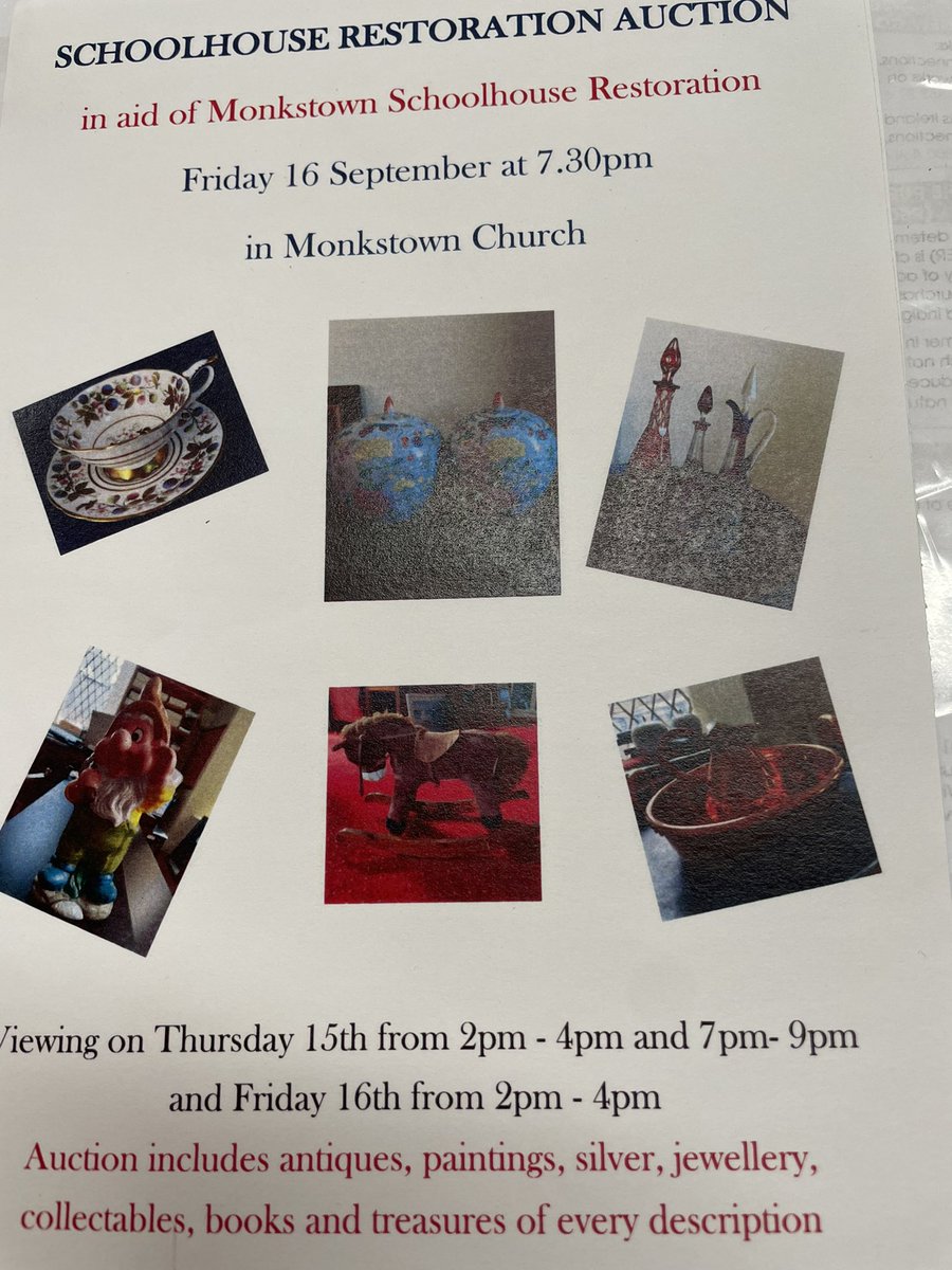 Auction tonight at 7.30. Viewing today from 2pm-4pm. #Fundraising #SupportRestoration