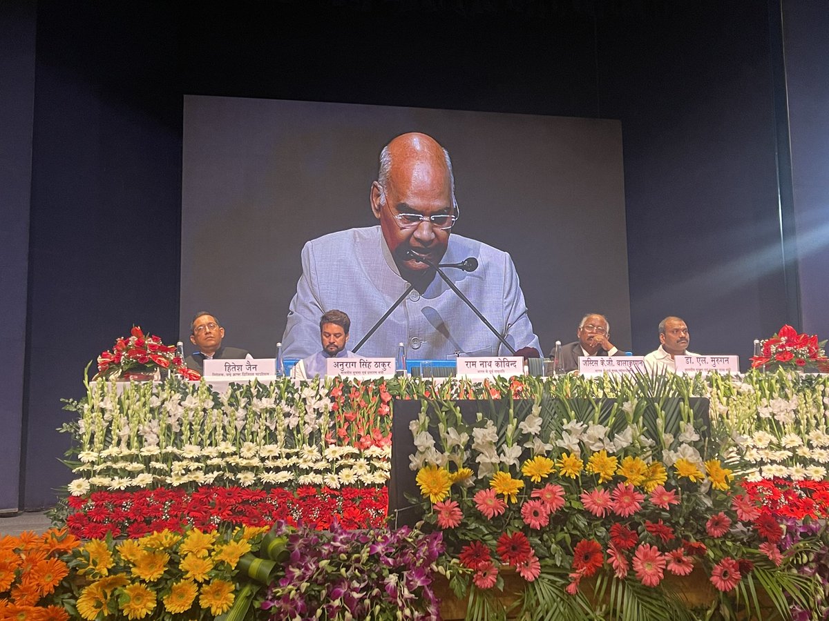 khushsundar's tweet photo. Such a honour to be present at the launch of #AmbedkarAndModi book, by Former President #RamnathGovindji along with other esteemed guests H’ble Minister @ianuragthakur ji MoS @Murugan_MoS ji & Former CJI #BalaKrishnan ji in Delhi today. #Ambedkar’s dream #aatmanirbharbharat . https://t.co/aQQZvbE3DM