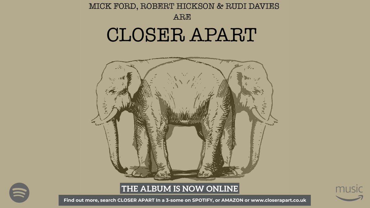 You have probably already listened to the In A 3-some album, but did you know you can now listen to Mick Ford and Robert Hickson’s first Closer Apart album downloadable from Spotify now? Check out and why not SHARE this tweet? open.spotify.com/album/02fjsoB9…
#music #love #blues #rock